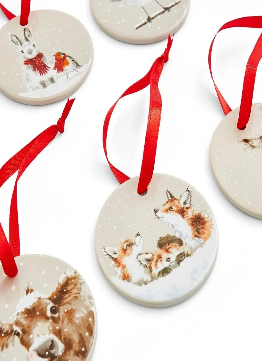 Royal Worcester Wrendale Designs Set of 6 Christmas Decorations Blarney